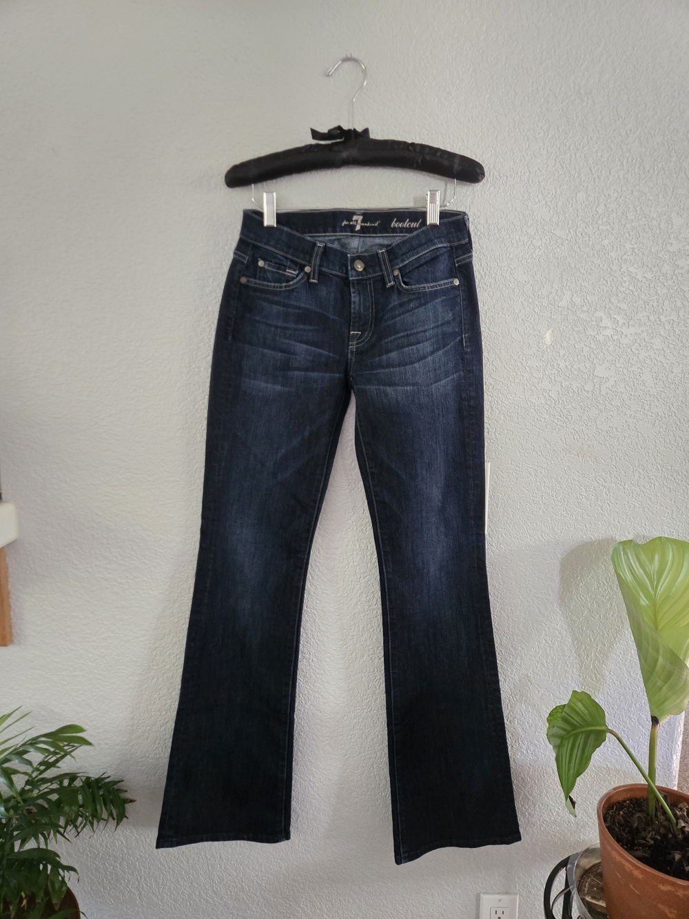 7 For All Mankind Dark Blue Bootcut Low Rise Jeans